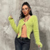 solid color long-sleeved slim fit furry cardigan NSMG138294