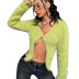solid color long-sleeved slim fit furry cardigan NSMG138294