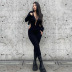 solid color hollow backless long-sleeved high-waist jumpsuit NSMG138300