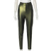 solid color high-waisted PU leather tight-fitting hip-lifting trousers NSMG138303