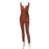 solid color V-neck hollowed-out slim-fit strapless jumpsuit NSLJ138305