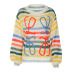 rainbow contrast color striped loose pullover sweater NSLJ138310