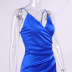 vestido tubo plisado con escote en V de satén de color liso NSHT138318