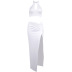 solid color halter vest long skirt two-piece set  NSHT138322