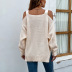 solid color slit off-shoulder long sleeve sweater NSMMY138338