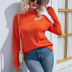 solid color knitted half turtleneck hollow shoulder pullover sweater NSMMY138339