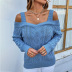 solid color twist off-shoulder long sleeve sling sweater NSMMY138341