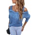 solid color twist off-shoulder long sleeve sling sweater NSMMY138341