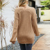 solid color V-neck stripe long sleeve pullover sweater NSMMY138342