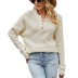 solid color buttons decor V-neck long sleeve sweater NSMMY138343
