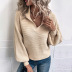 solid color pullover lantern sleeve lapel sweater NSMMY138345