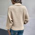 solid color pullover lantern sleeve lapel sweater NSMMY138345