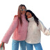 mixed color standing collar long-sleeved fleece jacket NSCBB138347
