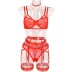 see-through mesh buckle decoration with underwire 6-piece underwear set  NSMXF138354