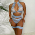 lace embroidery see-through chain stitching with leg ring 5-piece underwear set  NSMXF138356