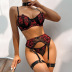 color contrast embroidery with collar and leg ring 6-piece underwear set NSMXF138357