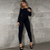solid color backless tight-fitting long sleeve jumpsuit NSMG138361