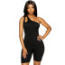 solid color one-shoulder slim-fit hip-lifting jumpsuit NSLJ138367