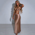 solid color backless bikini long skirt two-piece suit NSHT138373