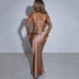 traje de dos piezas de falda larga de bikini sin espalda de color sólido NSHT138373