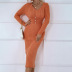solid color waist long-sleeved knitted mid-length sheath dress NSYSQ138379