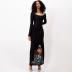 slim fashion printing long-sleeved round neck dress NSLGF138414