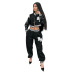 breasted letter embroidery letter jacket and trousers lounge set NSDLS138421