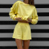solid color long-sleeved sweatshirt and shorts two-piece lounge set NSLJ138435