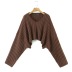 conjunto de falda de tubo cruzado de suéter corto de manga de murciélago suelta de punto de color sólido NSZQW138461