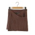 conjunto de falda de tubo cruzado de suéter corto de manga de murciélago suelta de punto de color sólido NSZQW138461