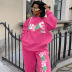 Knitted printed sweatshirt and sweatpants two-piece set NSFLY138486
