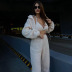 solid color furry bra vest trousers coat three-piece set NSFLY138490