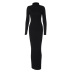 solid color high-neck slim-fitting long-sleeved dress NSHTL138495