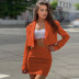 solid color crop suit jacket and skirt set NSHTL138496