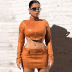 solid color zipper long-sleeved crop top slim belt skirt set NSHTL138502