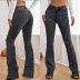 solid color high waist stitching bootcut jeans NSWL138523