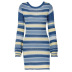 long-sleeved round neck striped knitted sheath dress NSLJ138531