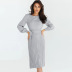 solid color slim pleated mid-length bottoming knitted dress NSHYG138543