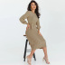 vestido de punto con fondo medio y plisado delgado en color liso NSHYG138543