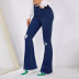 slim high waist hole denim micro flared jeans NSGYY139636