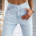 high waist casual straight solid color jeans NSGYY139641