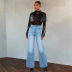 straight high waist casual solid color jeans NSGYY139642