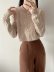 Round Neck Warm long sleeve Twist Solid Color Knit Cardigan NSAM139669