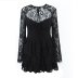 layered decoration hollow long sleeve lace-up solid color lace dress NSAM139670