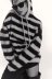loose long sleeve hooded striped knitted sweater NSAM139676