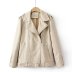 chaqueta de cuero de color sólido con cremallera y manga larga con solapa NSAM139681