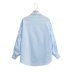 single-breasted solid color lapel wrinkled sleeves shirt NSAM139690