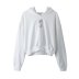 print casual loose long sleeve hooded short sweatshirt NSAM139692
