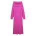 wrap collar high collar slim long sleeve solid color knitted dress NSAM139697