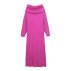 wrap collar high collar slim long sleeve solid color knitted dress NSAM139697